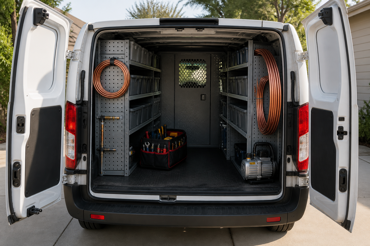 Davis Heating, A/C & Home service van at a Kansas City area home